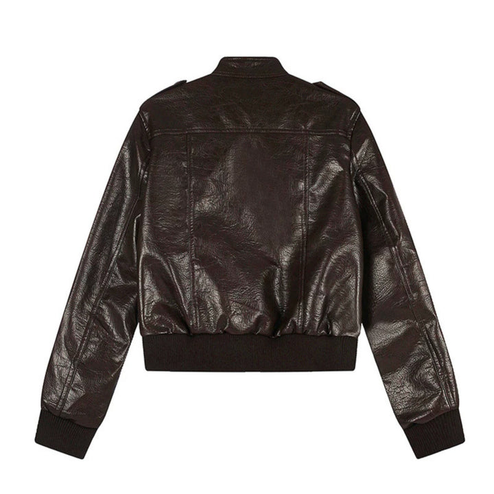 Men's Leather Look Bomber Jacket Amarae