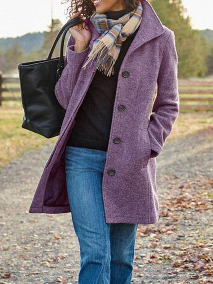 Elegant wool coat for women with classic lapels Amarae