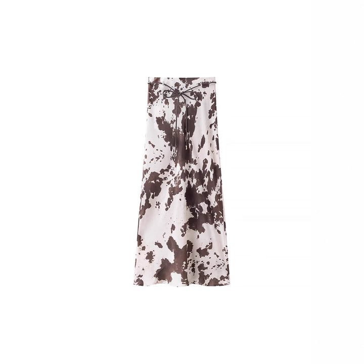 Women's loosely cut shirt blouse with cow spot print and concealed button placket Amarae