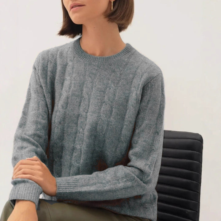 Ladies warm knitted sweater with cable knit pattern Lune London