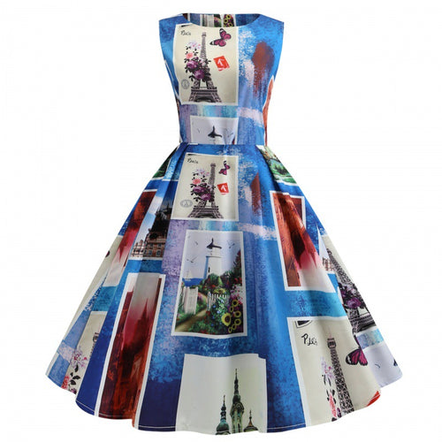 Robe A-Line Vintage Femme avec Design Artistique Chic & Stil
