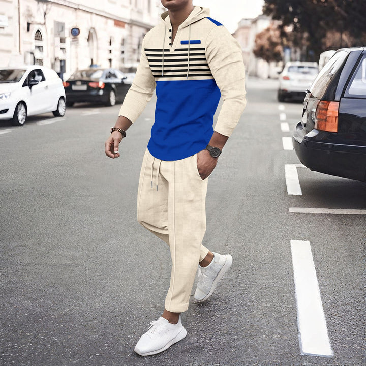 Sporty hoodie set for men with contrasting stripes and relaxed fit Lune London