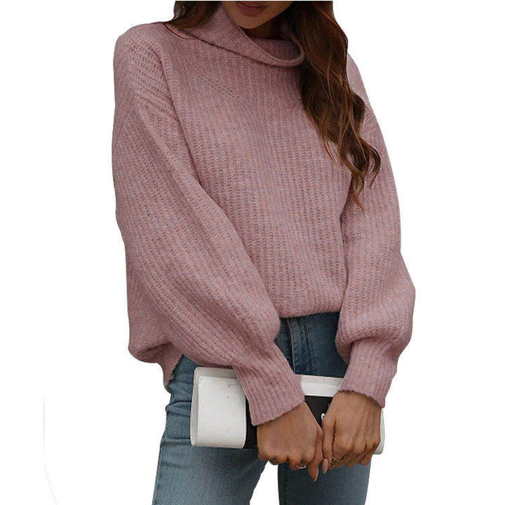 Oversized knitted pullover for women with a casual high neck design Lune London