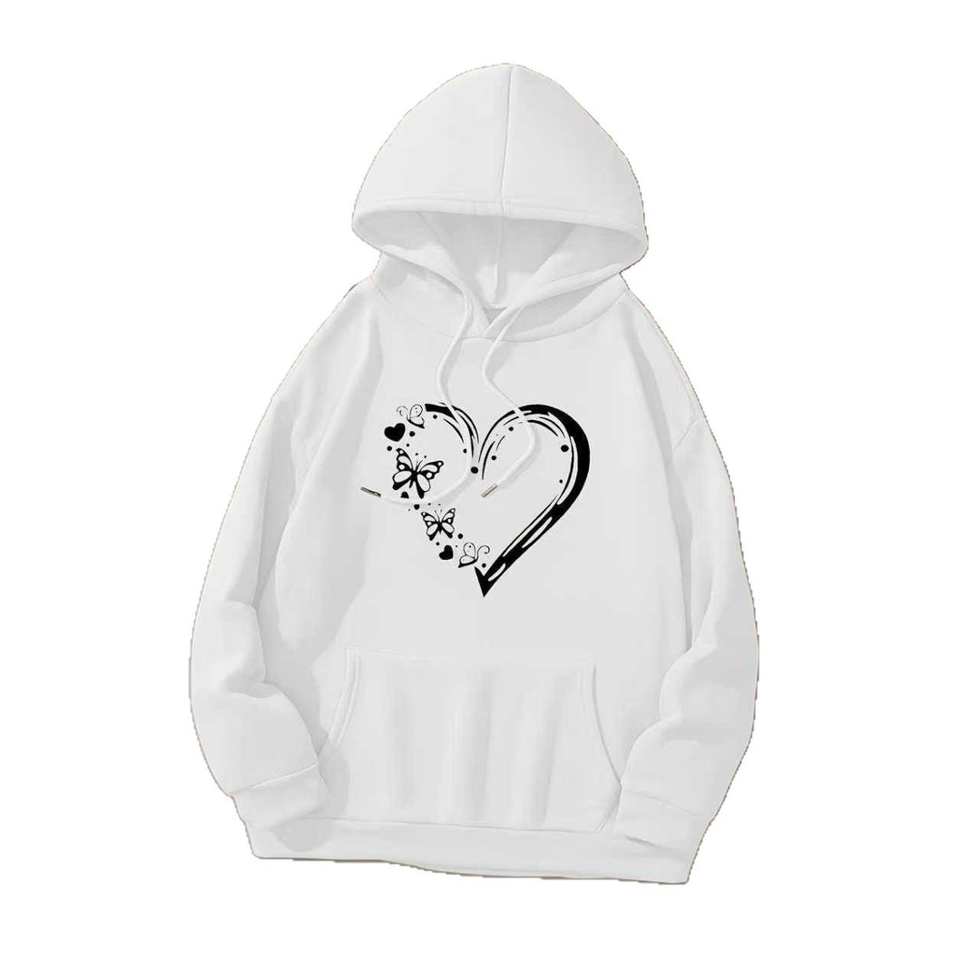 Women's hooded sweatshirt with floral heart and butterfly design Chic & Stil