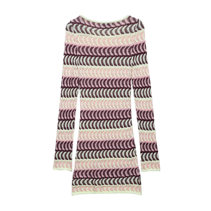 Women High Knit Long Sleeve Top with Fashionable Wave Pattern Lune London