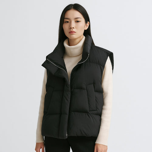 Women's down vest with high collar and practical pockets Amarae