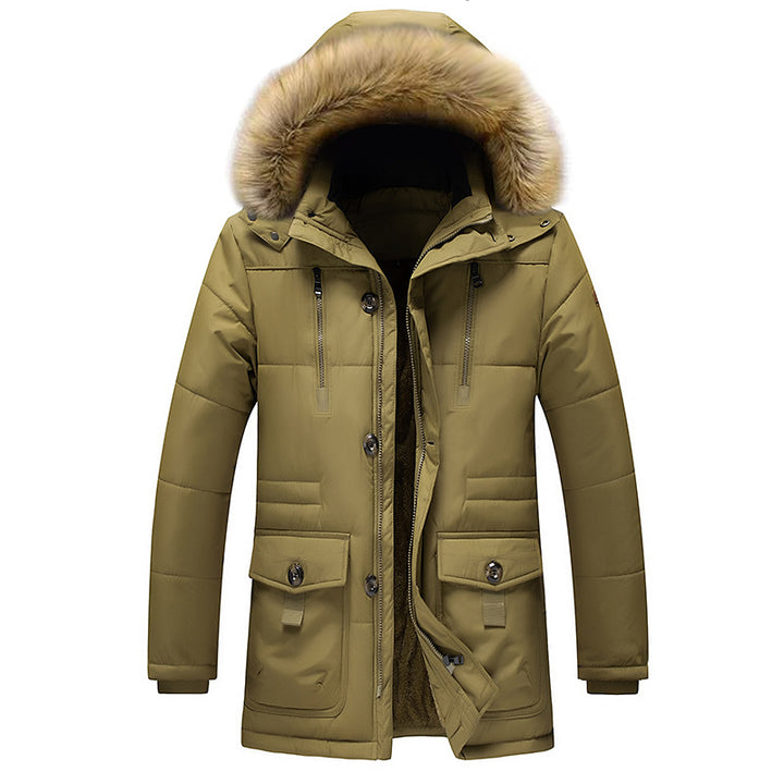 Men's Urban Winter Parka with double closure, fur-lined hood, and multifunctional utility pockets Amarae