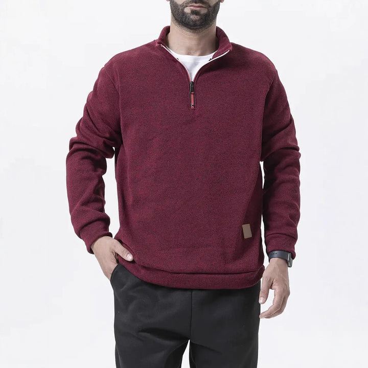 Men's fleece pullover with half zipper Lune London
