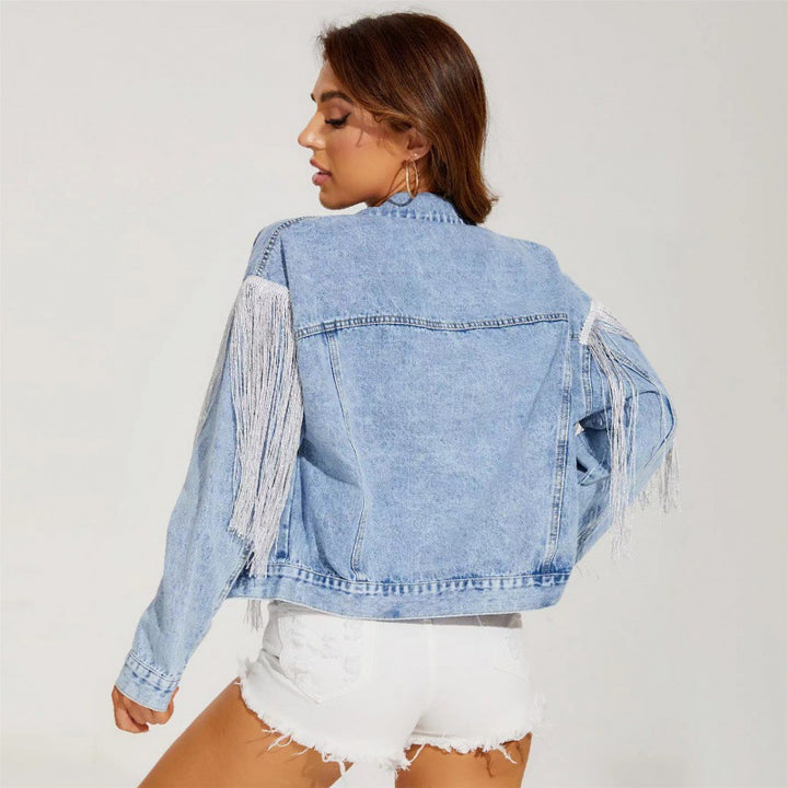 Veste en jean pour femmes avec design effiloché Chic & Stil