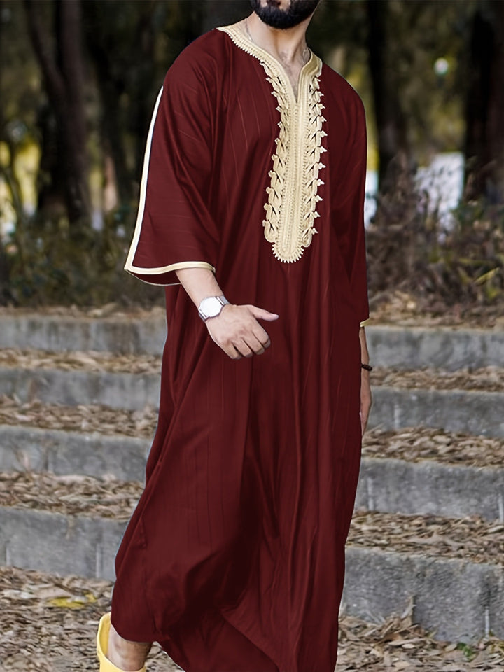 Men's traditional kaftan with artistic embroidery details Lune London