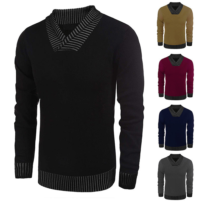 Elegant knitted sweater for men with modern shawl collar and structured top Lune London
