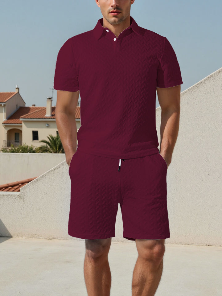 Men's polo and shorts set with breathable design and elastic waist Lune London