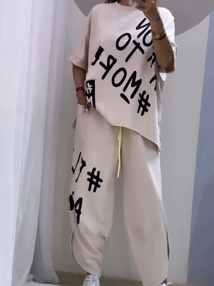 Dames ensemble décontracté oversized avec imprimé statement Amarae