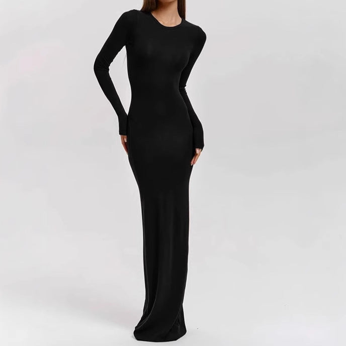Women Elegant Maxi Dress with Long Sleeves featuring Sculpting Cut and Great Chic Comfort and Style