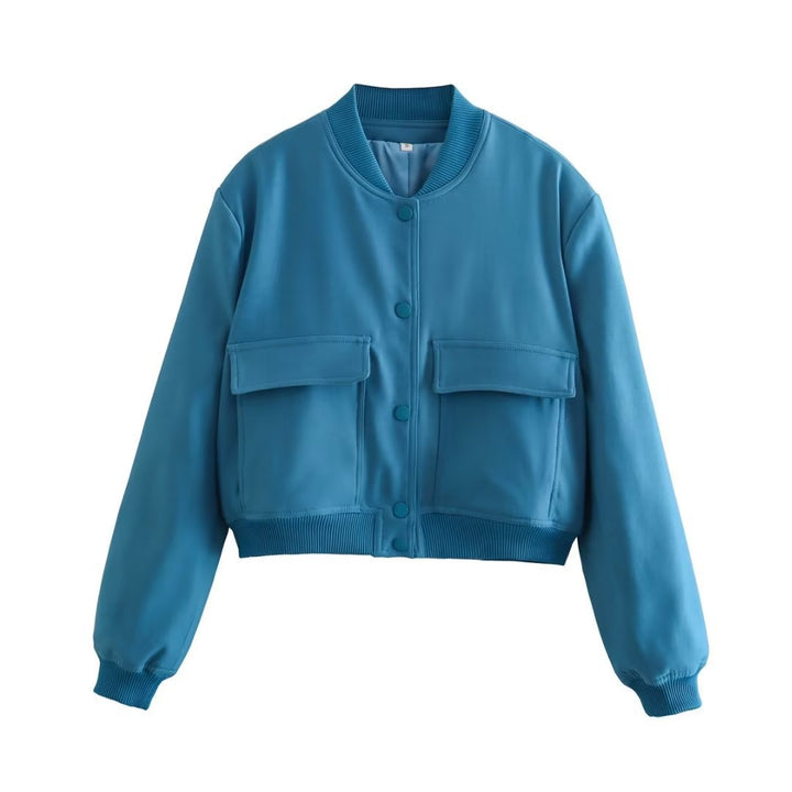 Lune London Women's Cropped Bomber Jacket with Flap Pockets