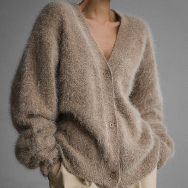 Ladies Oversized Plush Cardigan Lune London