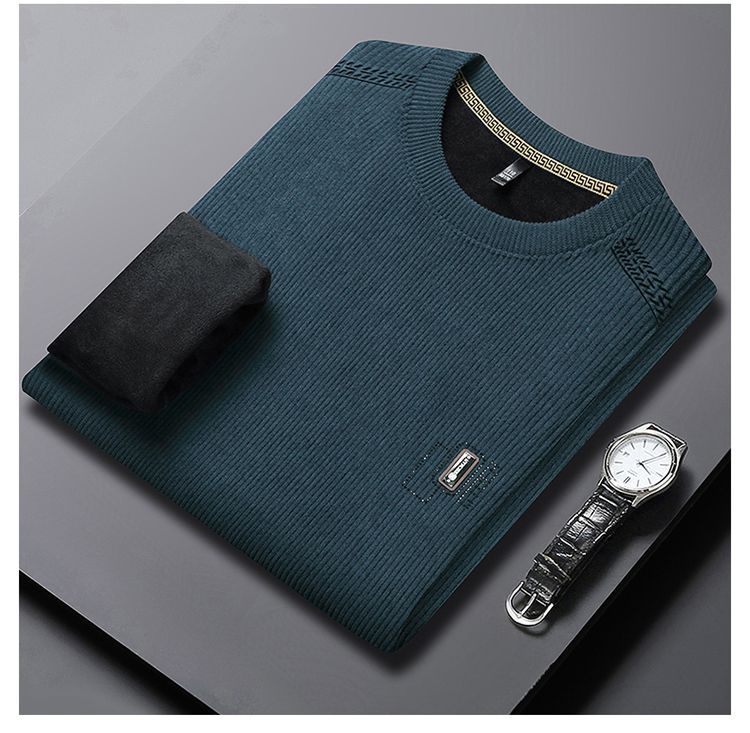 Modern pullover for men with round neck, featuring ribbed structure and stylish contrasting collar Lune London