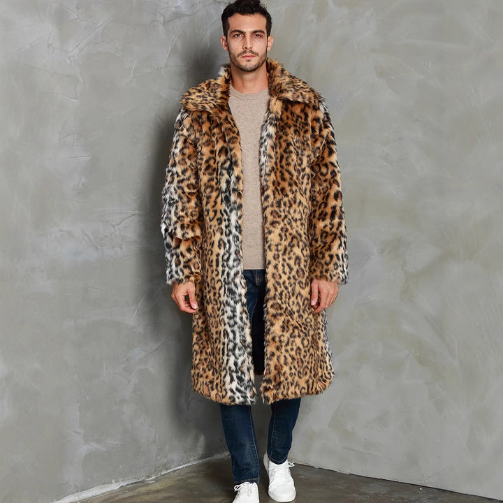Men's elegant leopard fur coat with voluminous collar Lune London