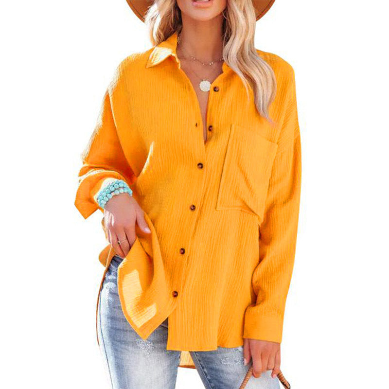 Chiffon blouse for women with wide sleeves and a practical chest pocket Amarae