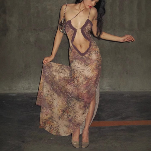 Seductive lace dress for women with deep V-neck and frill details Amarae