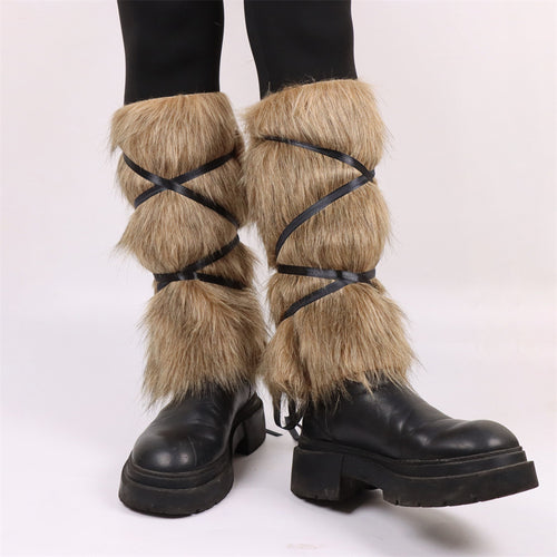 Faux fur tights for women with straps Amarae