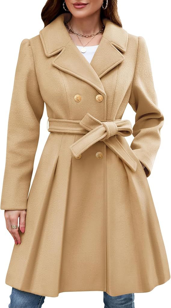 Wrap coat for women in classic style with double-breasted buttons and belt Lune London