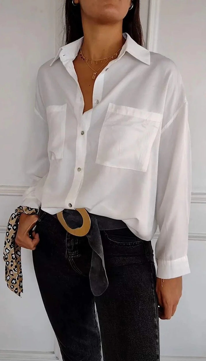 Ladies Elegant blouse with buttonhole and fine details Lune London