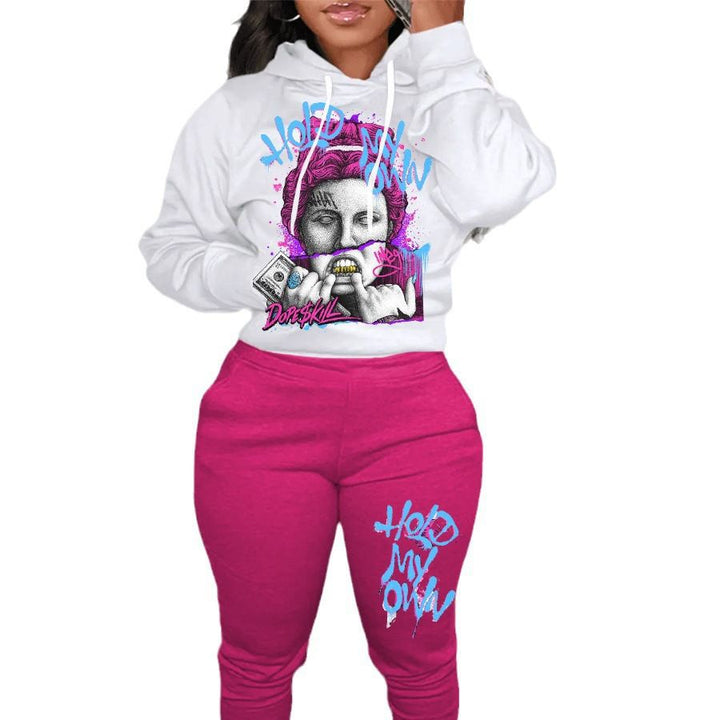 Women's hoodie and jogger pants set with creative graphic design Lune London
