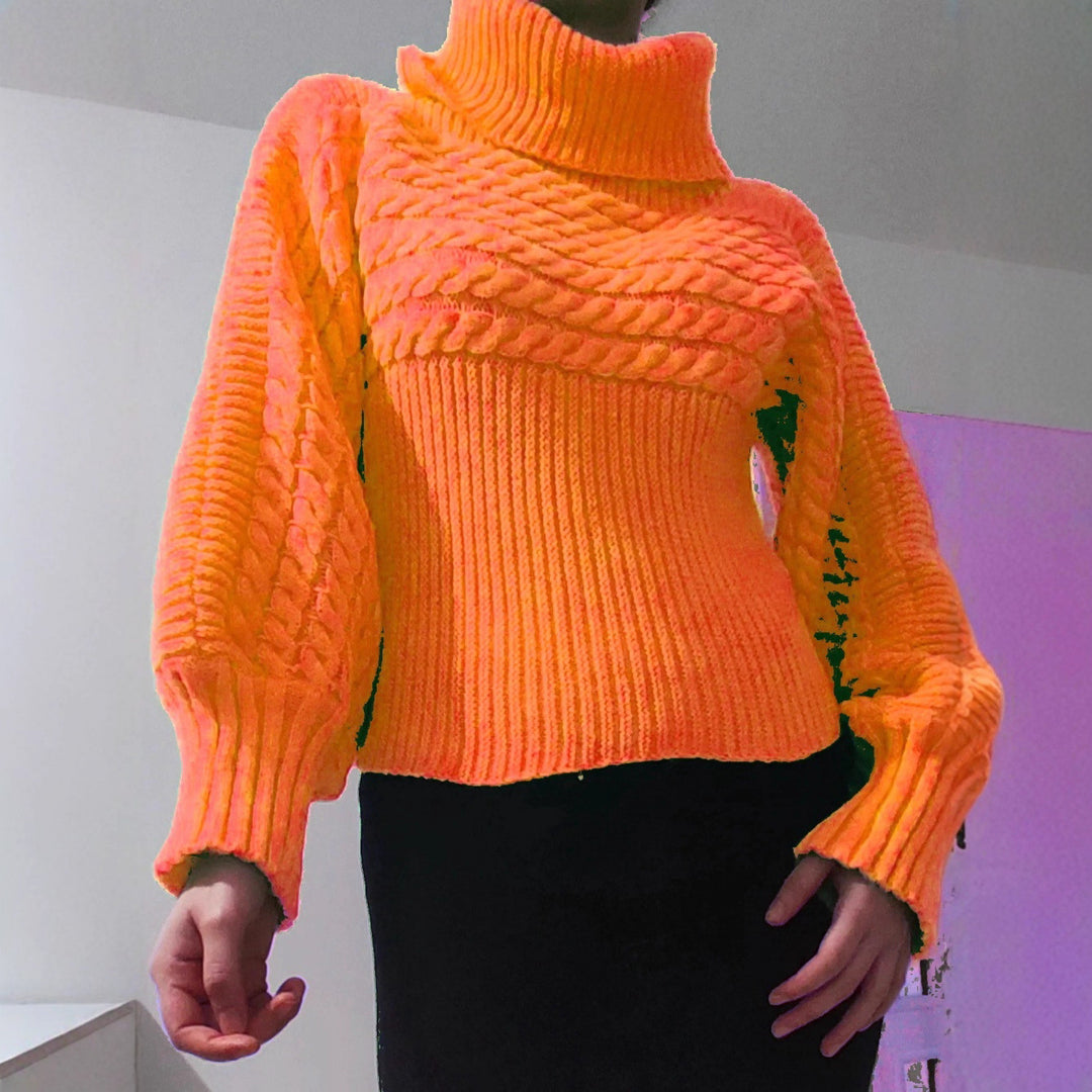 Knit sweater for women with high collar and structured design Lune London