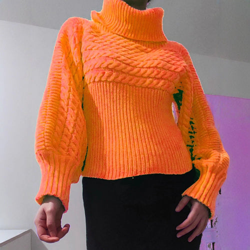 Knit sweater for women with high collar and structured design Amarae