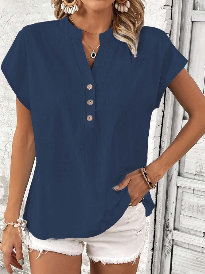 Casual top for women with button placket and elegant high collar Lune London