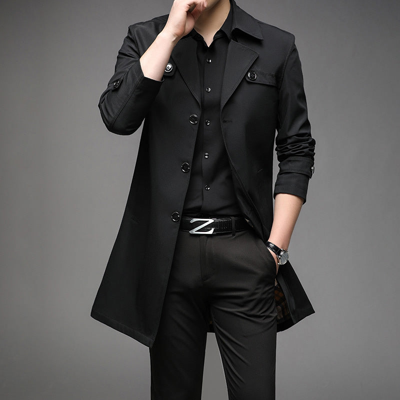 Men's Light Trench Coat with Tailored Fit, Chest Pockets and Adjustable Sleeve Straps Amarae