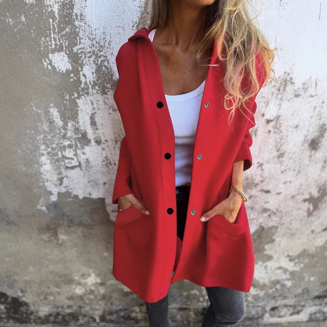 Ladies Casual Jacket with Hood and Button Closure Lune London