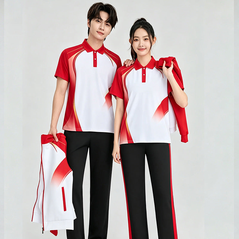 Unisex badminton training set with functional polo and sporty jogging pants Amarae