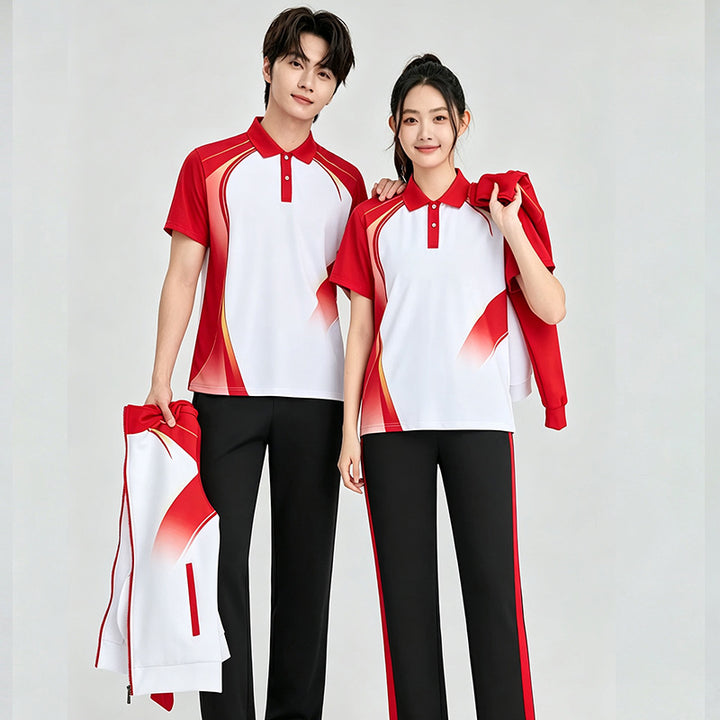 Unisex badminton training set with functional polo and sporty jogging pants Amarae