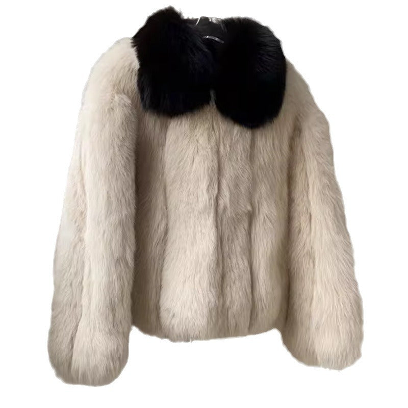 Ladies Luxurious and Voluminous Faux Fur Jacket with Chic and Stylish Collar