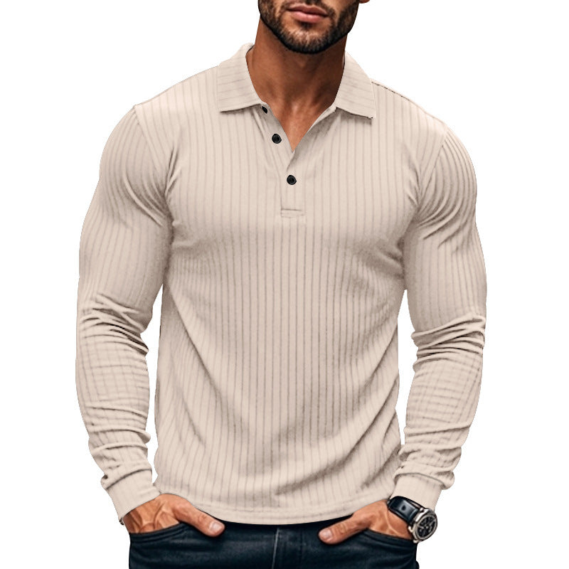 Men's Long Sleeve Henley Shirt with Ribbed Texture Pattern Lune London