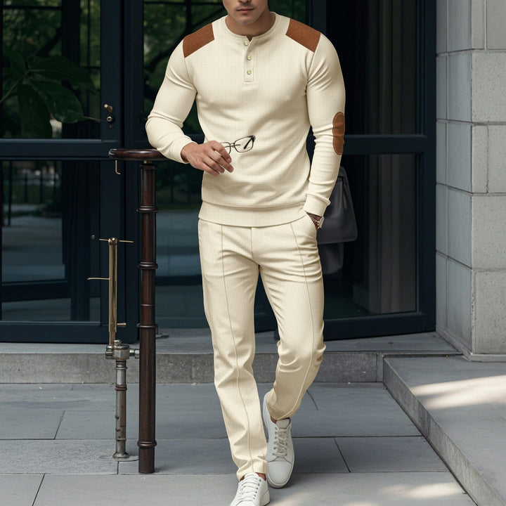 Men's leisure set with practical buttons and leather applications Lune London