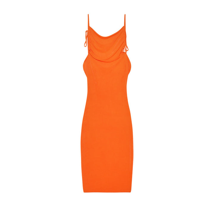 Fitted dress with ruffles for women with adjustable straps Lune London
