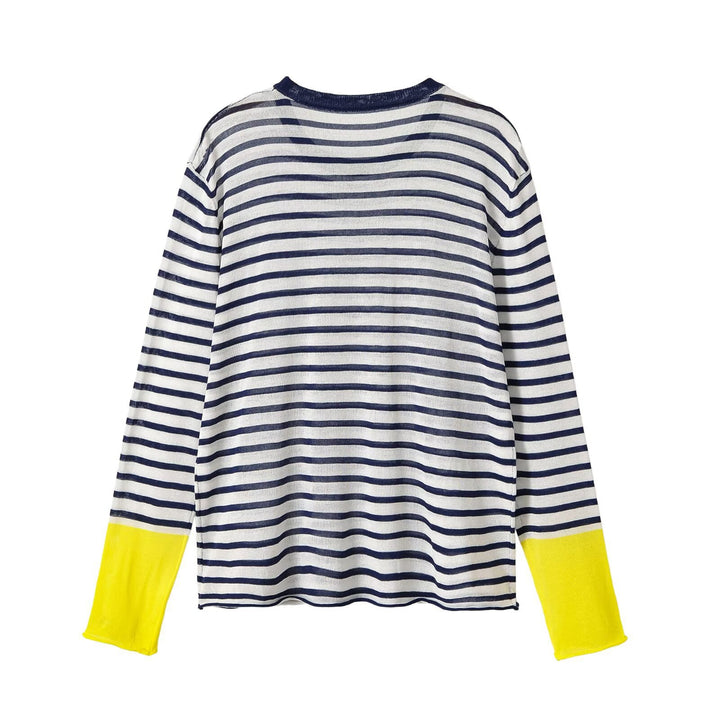 Women’s fine knit long sleeve with maritime stripes and contrasting sleeves Amarae