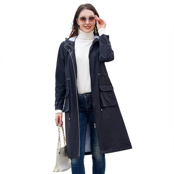 Ladies transitional water-repellent jacket with adjustable drawstring waist and high collar Lune London