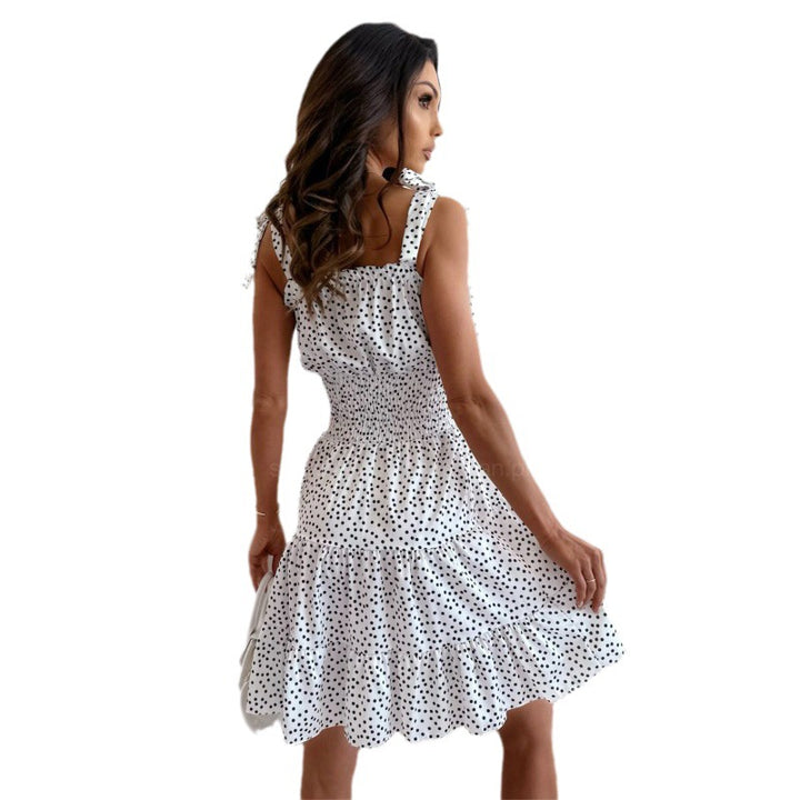 Lune London A-line smocked dress for women with adjustable spaghetti straps