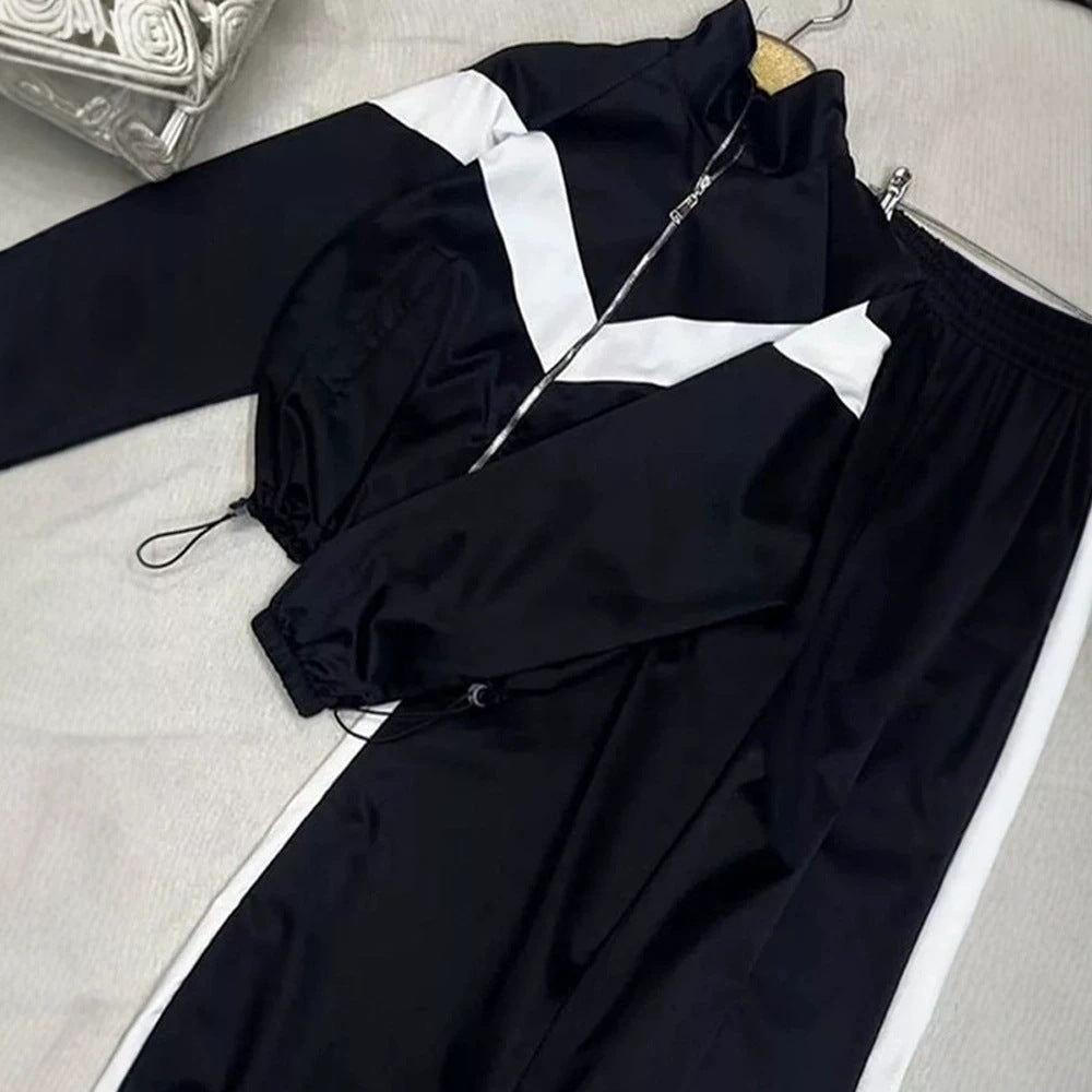 Women's Retro Tracksuit with Zip Jacket and Elastic Waist Pants Amarae
