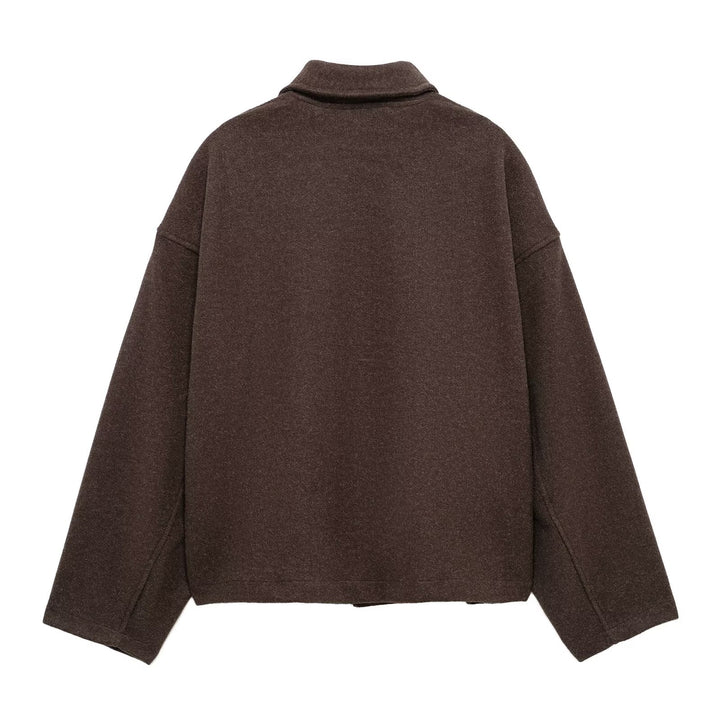 Fashionable women's transitional jacket with a stylish high collar and practical zippered pockets Lune London