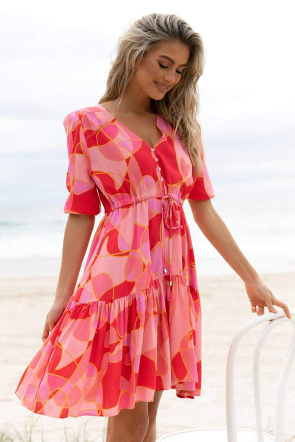 Midi fluid dress for women with ruffled skirt Lune London