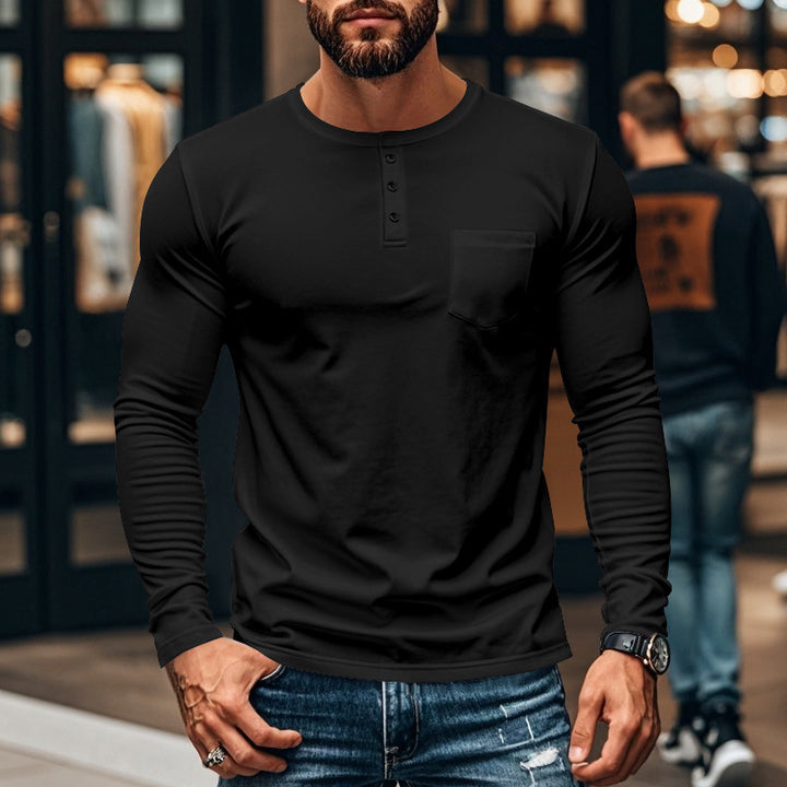 Long sleeve shirt for men with button placket and chest pocket Lune London