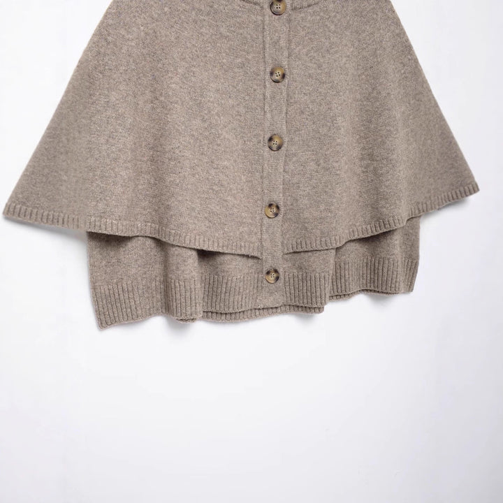 Ladies knit-cape with elegant row of buttons Lune London