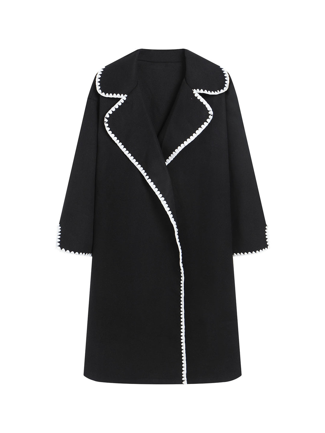 Elegant coat for women with a stylish clutch collar and contrasting decorative seams Lune London