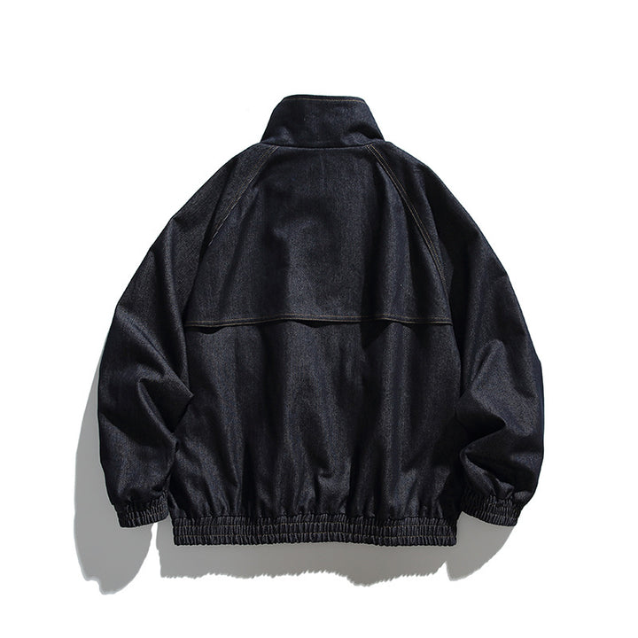 Unisex Boxy Jeans Jacket in Oversized Cut with Stand-Up Collar and Flap Pockets Amarae