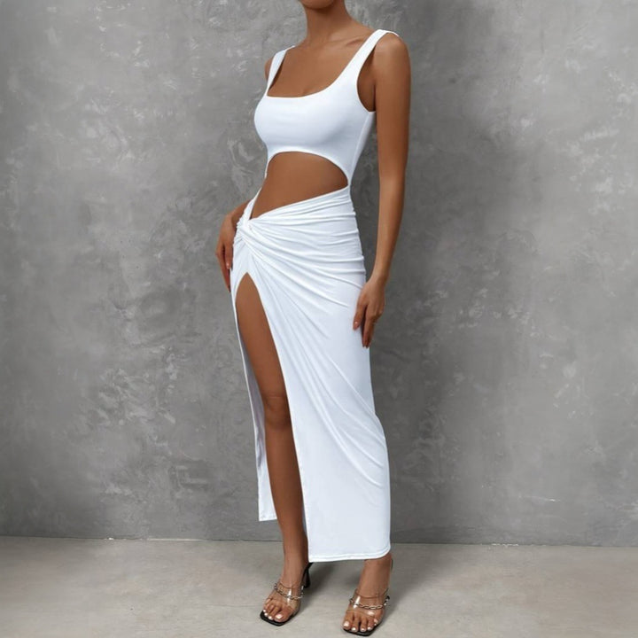 Robe maxi découpée pour femme avec design élégant enroulé et fente haute Chic & Stil